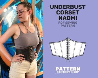 Underbust Corset Naomi PDF Sewing Pattern - Sizes 34 -52