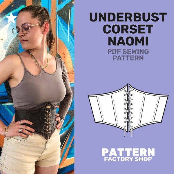 Underbust Corset Naomi PDF Sewing Pattern - Sizes 34 -52