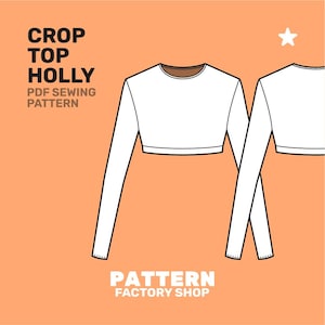Crop Top long sleeve Holly - PDF Sewing Pattern - Sizes 34 -52