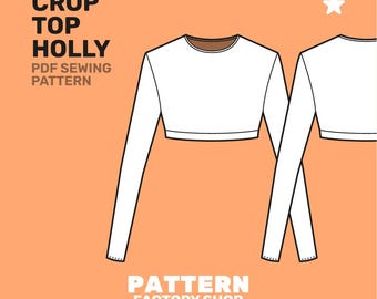 Crop Top long sleeve Holly - PDF Sewing Pattern - Sizes 34 -52