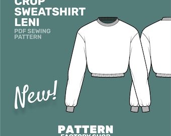 Patroon voor een cropped sweatshirt van Leni - Naaipatroon voor een cropped sweatshirt (PDF) - Maten S - XXL