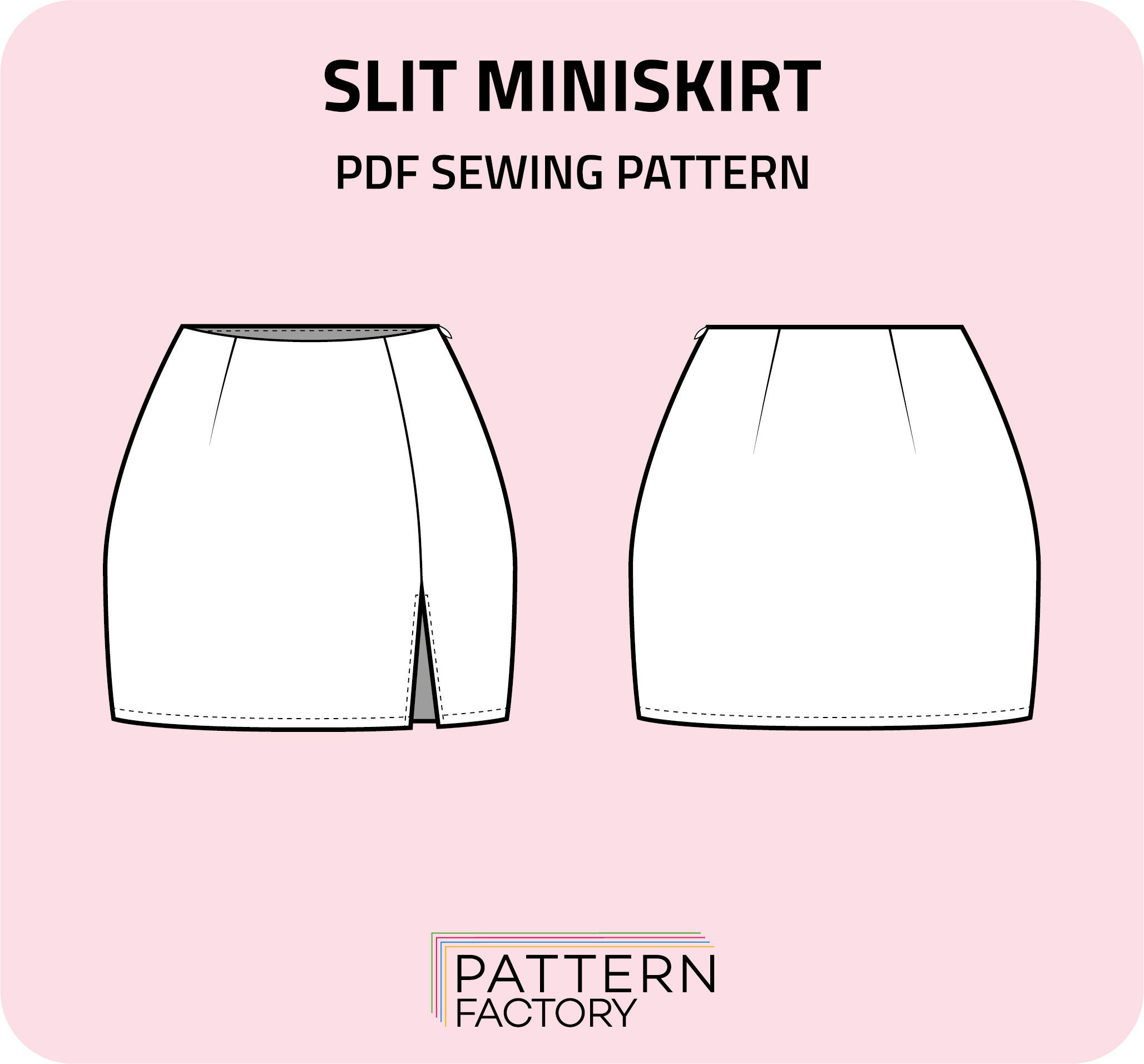 Slit Miniskirt PDF Sewing Pattern Sizes 34 52 Etsy