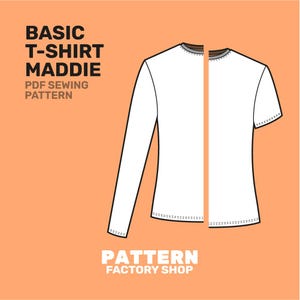 Basic Fitted T-Shirt Maddie long and short Sleeve - PDF Sewing Pattern Sizes 34 - 52