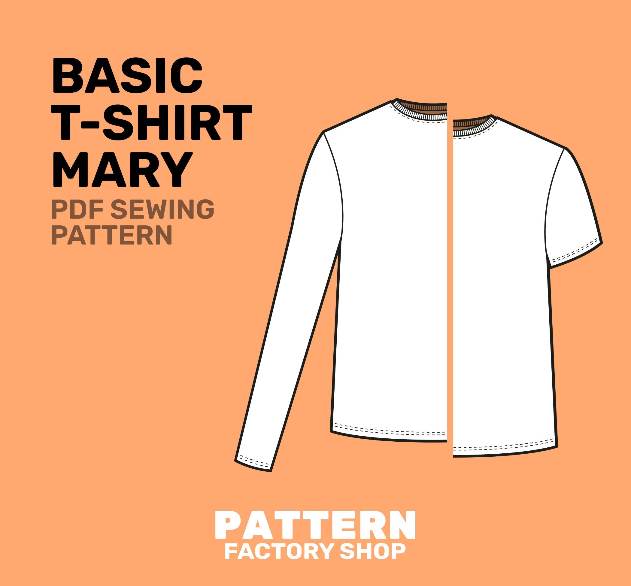 Basic T-shirt Mary Long and Short Sleeve PDF Sewing Pattern Sizes