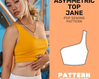 Asymmetric One Shoulder Top Jane PDF Sewing Pattern - Sizes 34-52