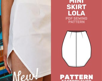 Minirokje Lola met splitten (PDF-naaipatroon) - Maten 34 - 52