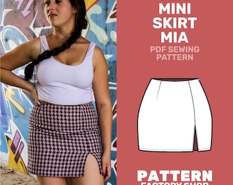 Patroon voor een minirok met split van Mia - PDF naaipatroon - Maten 34 - 52