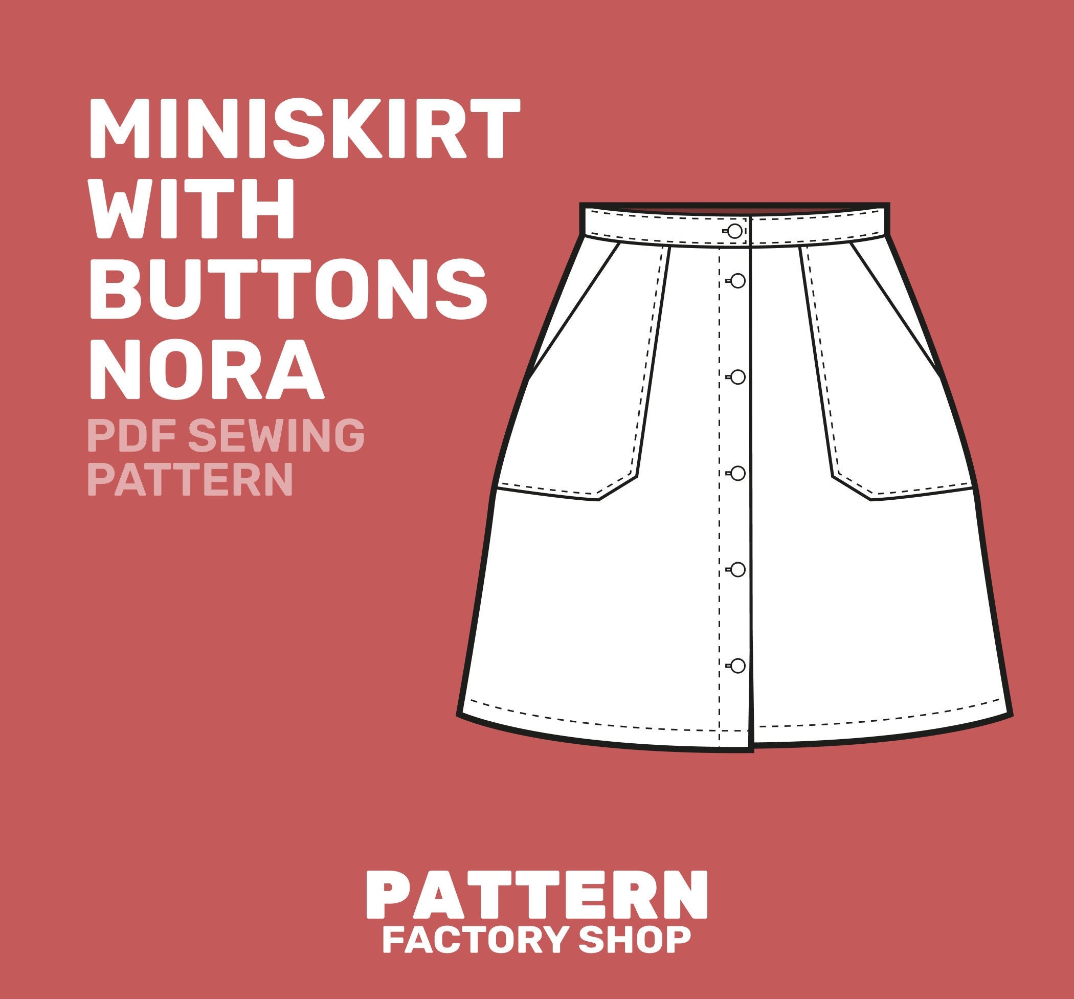 Easy Skirt Pattern With Pockets / Women's Skirt Sewing Pattern PDF