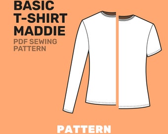 Basic Fitted T-Shirt Maddie long and short Sleeve - PDF Sewing Pattern Sizes 34 - 52