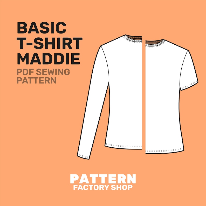 Basic Fitted T-Shirt Maddie long and short Sleeve PDF Sewing Pattern Sizes 34 52 image 1