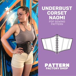 Underbust Corset Naomi PDF Sewing Pattern - Sizes 34 -52