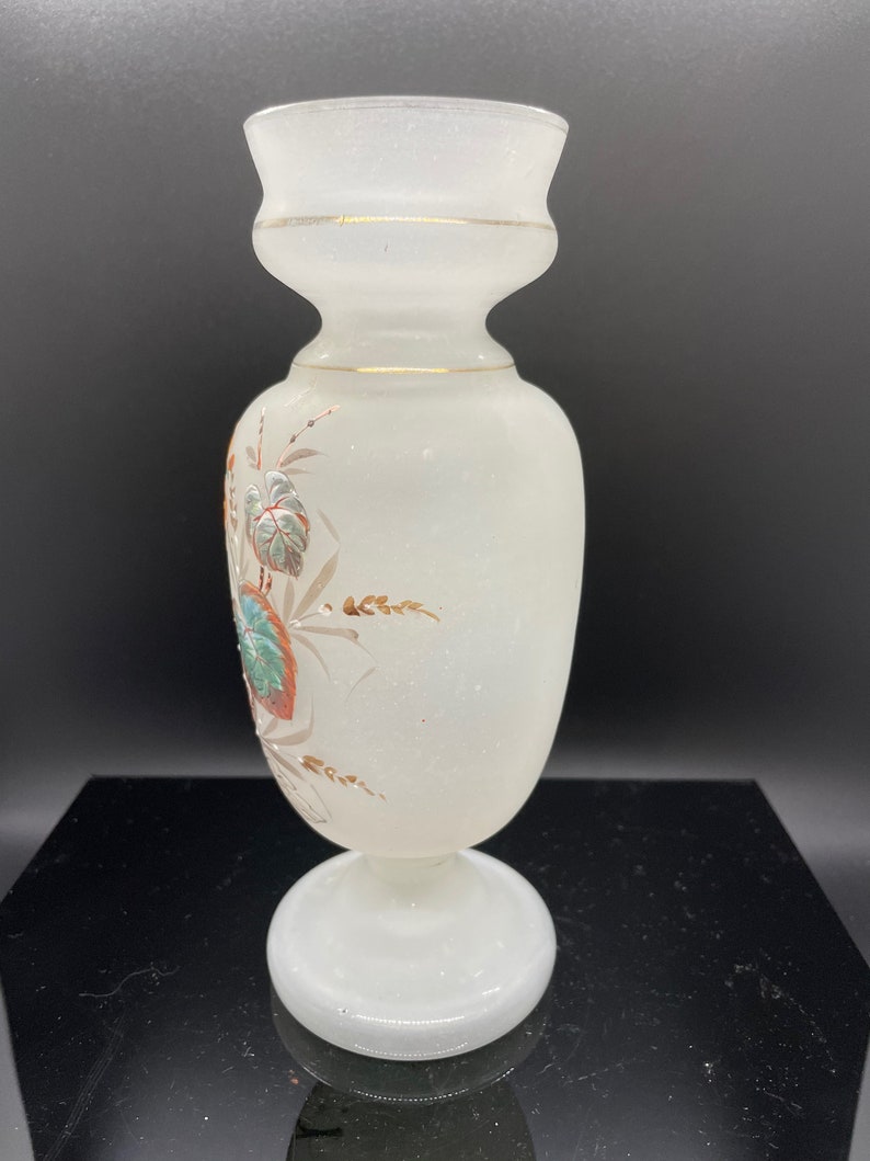 Antique Bristol Art Glass Hand Painted Flower Vase Victorian Etsy
