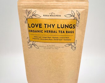 15 Lung Cleanse Tea Bags | Lung Health Mullein Tea | Herbal Tea For Lungs | Natural Lung Support Wellness Tea | Love Thy Lungs | Lung Tea