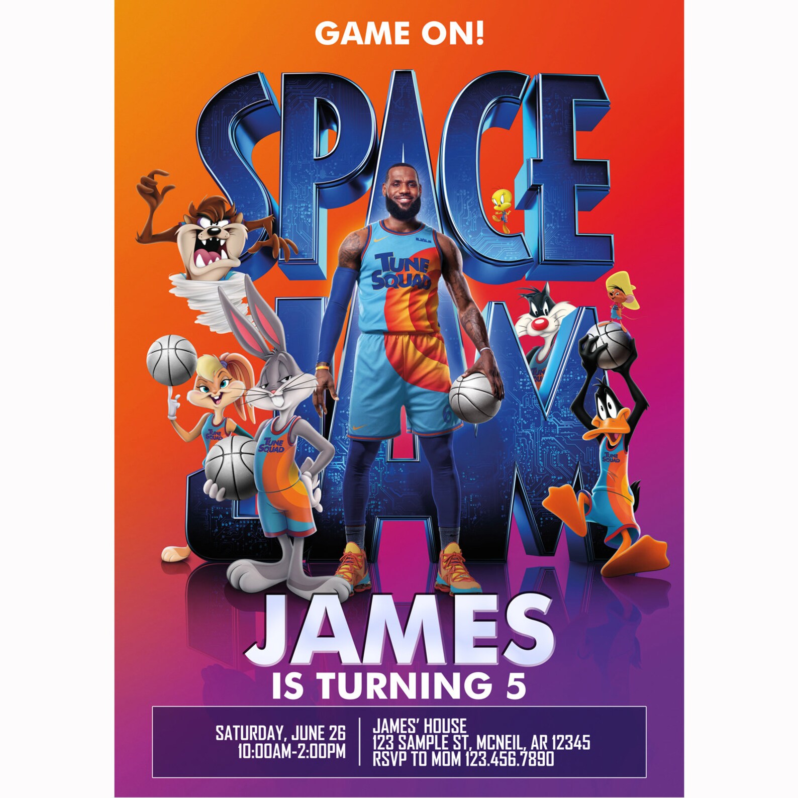 Space Jam Invitation Template
