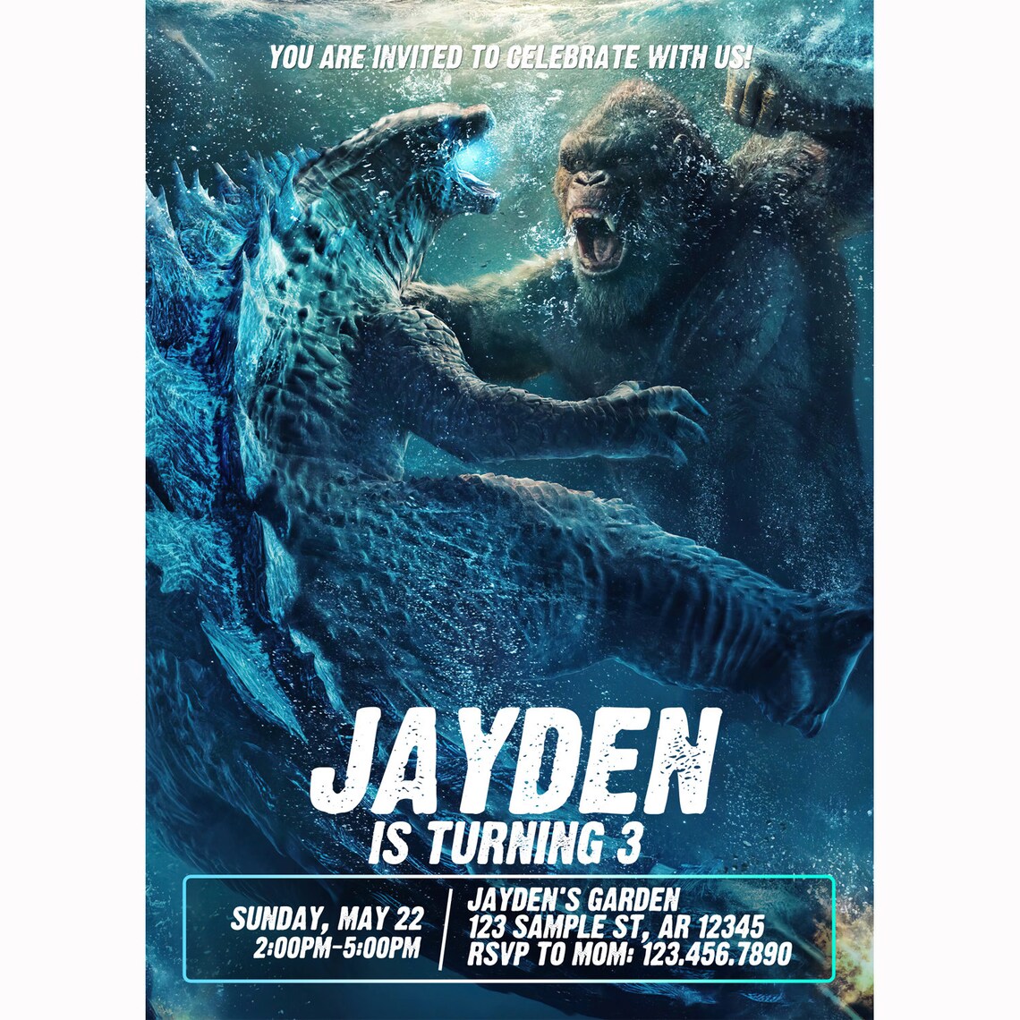 Editable Godzilla Invitations Templates Printable Blog Calendar Here