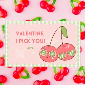 Printable Cherry Valentine Goodie Bag Tag