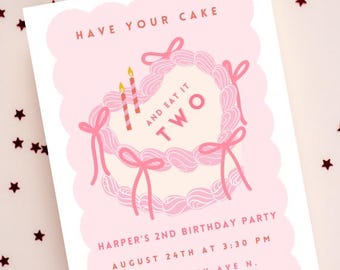 Have Your Cake and Eat It Two Birthday Invitation | 2nd Birthday (Digital Download)