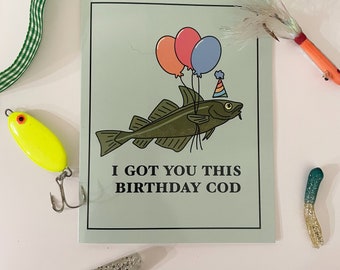 Funny Fishing Birthday Cod Card