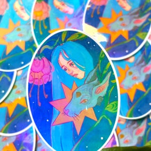 Holografische sticker Lady and Wolf Crushed Ice