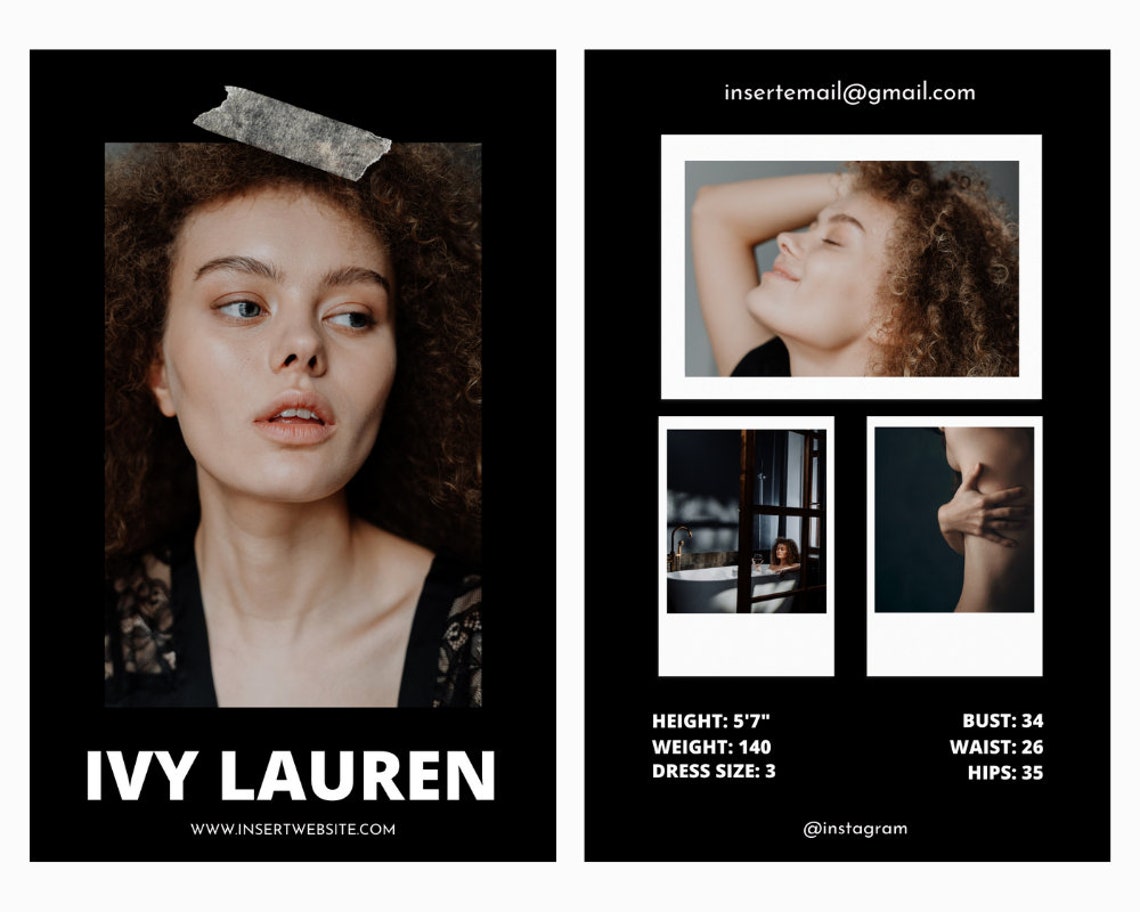 Unique Comp Card Template CANVA Fashion And Commercial Etsy
