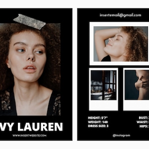 Unique | Comp Card Template CANVA | Fashion and Commercial Modeling | Sed Card, Zed Card