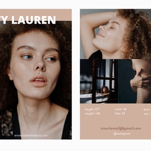Comp-kaartsjabloon CANVA | Mode- en commerciële modellenwerk | Bruin | Sed-kaart, Zed-kaart | 2021 Modern
