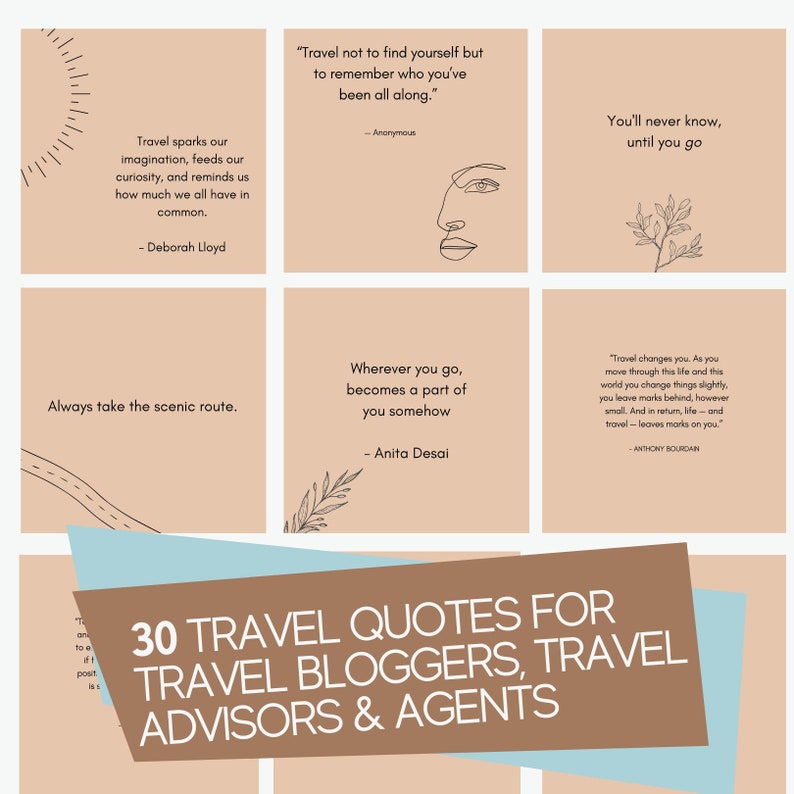 30 Travel Quotes About Life Posts and Canva Template for Social Media ...