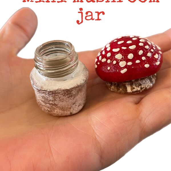 Clay sculpture, mini mushroom jar, cottage core decor, miniature clay sculptures, unique gift for her, mushroom gift, clay jar