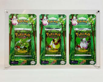 Pokémon WOTC Blister Art Set Acrylic Display Case | 3x Blisters | 1st Edition | Bolt-Secured | 99% UV | 1999-2003