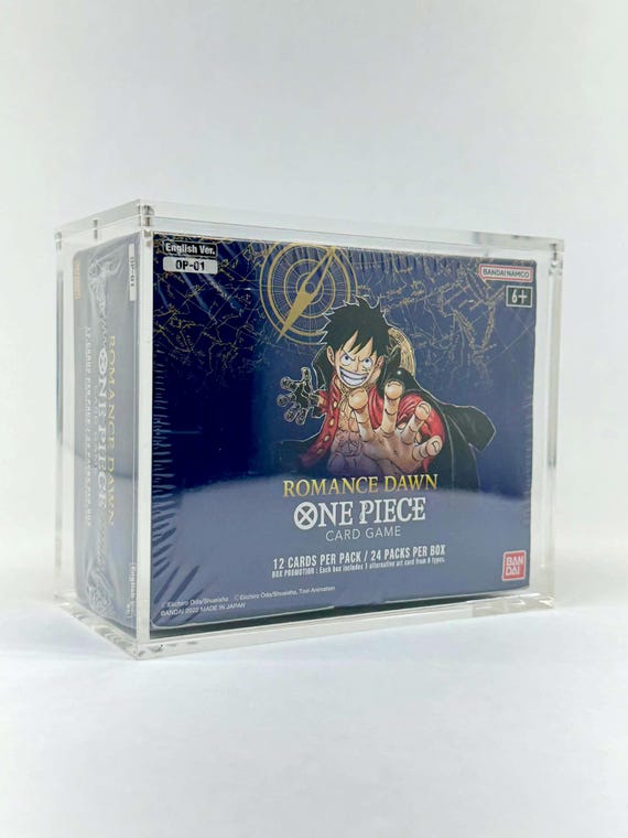op01 booster box white bottom One Piece OP01 White Bottom Booster Box Acrylic Display Case UV Protection  Magnetic Lid