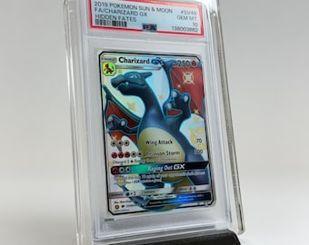 Acrylic Display Case for PSA Graded Cards | Includes Grade Card Sleeve & Black Stand | Premium PSA Slab Display
