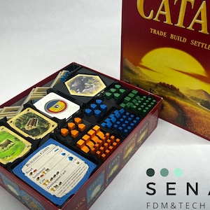 Base Catan Organizer Set v2.0 | Senac LLC | Compatible with Settlers of Catan Base Board Game + 5-6 Player Extension Strategy Board Game