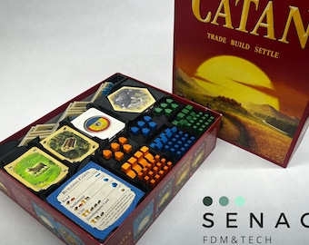 Base Catan Organizer Set v2.0 | Senac LLC | Compatible with Settlers of Catan Base Board Game + 5-6 Player Extension Strategy Board Game