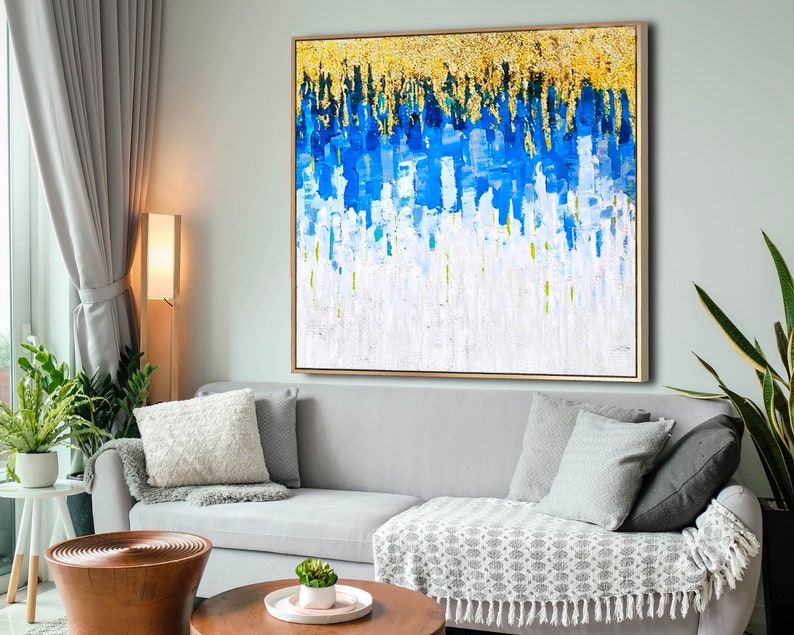 Abstract Gold Leaf Painting on Canvas Oversized Painting Etsy