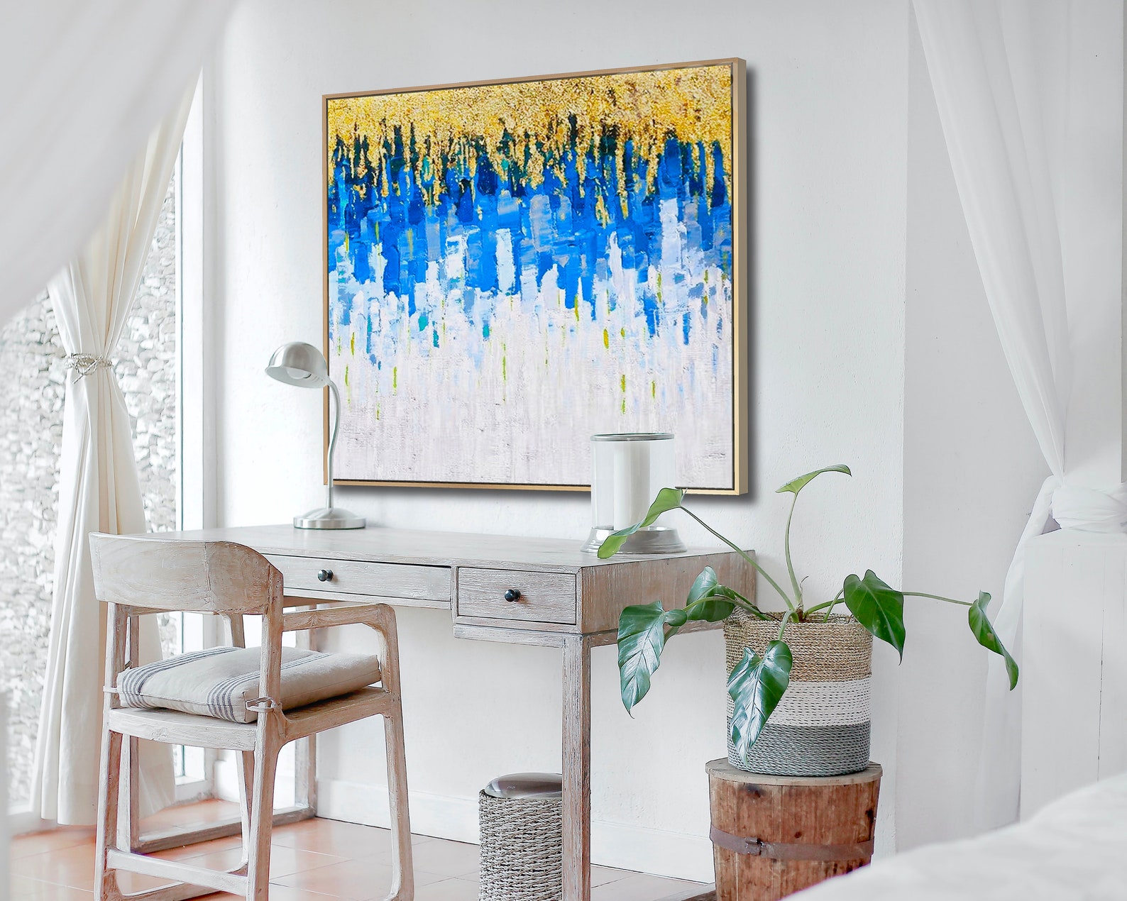 Abstract Gold Leaf Painting on Canvas Oversized Painting Etsy