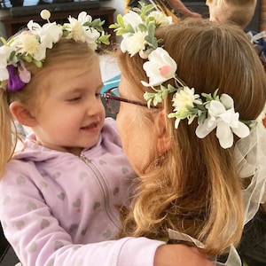 Flower crown, fun Head Wreath, fairy adjustable for adults and kids, woman owned US business, Flower girl, gift under 10, girl gift, pink