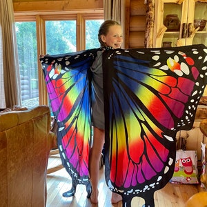 Rainbow & solid wings, adult gift, pride, fun gift, gift under 30, Mardi Gras, Halloween, US seller, woman owned, statement wings, festival