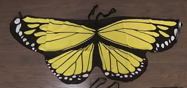 Mini Butterfly wings, for kids ages 1 to 5ish, costume, playtime, birthday, kids gift under 20, Kids yoga, imagination, game, 44 , recital Yellow