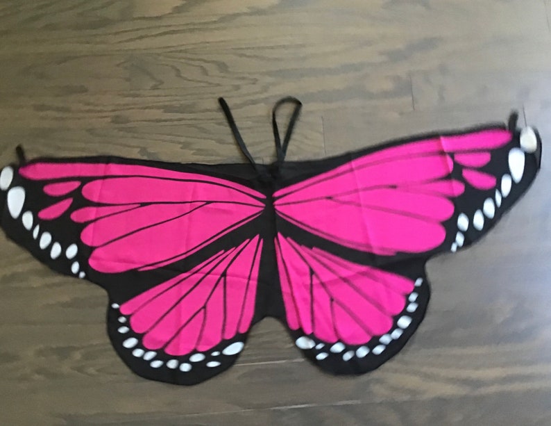 Mini Butterfly wings, for kids ages 1 to 5ish, costume, playtime, birthday, kids gift under 20, Kids yoga, imagination, game, 44 , recital Hot Pink