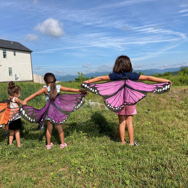 Mini Butterfly wings, for kids ages 1 to 5ish, costume, playtime, birthday, kids gift under 20, Kids yoga, imagination, game, 44 ", recital
