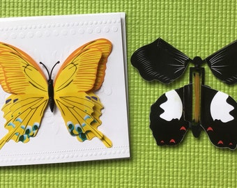 Custom flying butterfly card, surprise, you give me butterflies, anniversary card, love, birthday card, gift under 10, friendship, magnet,