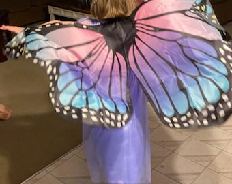 Rainbow or solid medium ~5-9ish Kids Butterfly Wings: Colorful Festival Costume, Halloween, fun, kid gift, birthday happy