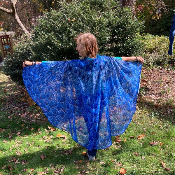 Green, blue bird wings, peacock adult gift, fun gift, gift under 30, Mardi Gras, Halloween, US seller, woman owned,statement wings, festival