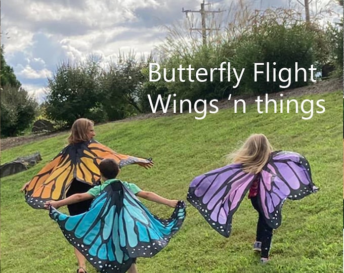 Butterfly Wings Costume: Rainbow, Orange, Blue, Pink - Teen- Adult Medium - Bigger Kid Dress Up monarch, purple 65, 56