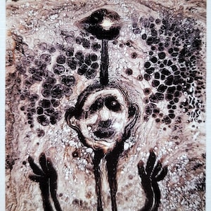 Pintura extraterrestre, retrato ovni, impresión artística ucraniana: póster de astronauta de amor cósmico, tarjeta psicológica popular eslava derretida del artista mARTishasea