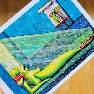 Stampa artistica di una creatura mitologica, raffigurante una sirena, dipinto di una sirena marittima - Poster gotico addormentato, lampada da finestra in stile ucraino lowbrow dell'artista mARTishasea