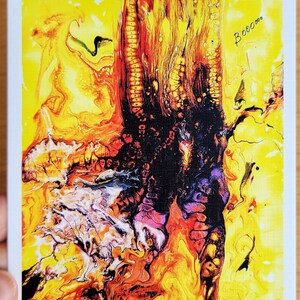 Art abstrait vampire peinture impression guerre - affiche monstre ukrainienne, oeuvre fluide jaune noir par l'artiste mARTishasea