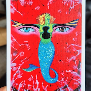 Meerjungfrau Druck Meeresbewohner Druck Sirene Gemälde - Ukrainische Mythische Lowbrow Postkarte - Surreales Auge Poster vom Künstler mARTishasea