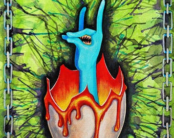 Occult Art Dark Fantasy Painting ORIGINAL: Surreal Weird Wall Art, Psychological Macabre Artwork, Provocative Egg Symbolism by mARTishasea