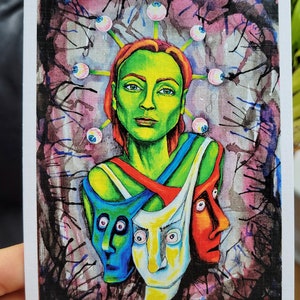 Słowiańska sztuka ludowa katolicka Dziewica Maryja Wydruk - ukraińskie malarstwo Lowbrow Fantasy Girl, surrealistyczna Madonna Captive Woman autorstwa artysty mARTishasea